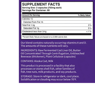 Fermented Cod Liver Oil & Concentrated Butter Oil Blend – Capsule – MSC certified